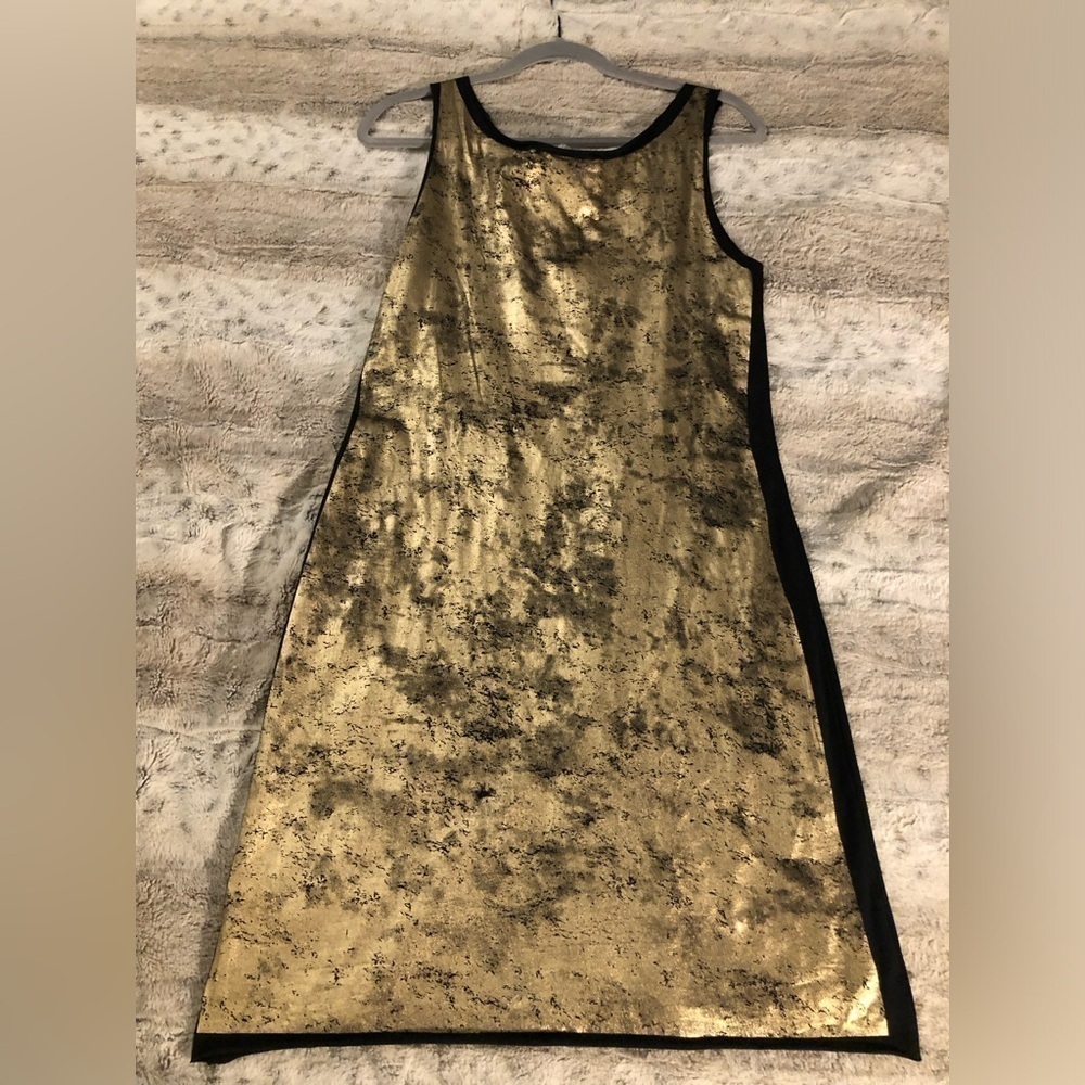 : : TORY BURCH New w/ Tag Metallic Gold & Black Sleeveless Dress : : - Picture 8 of 9
